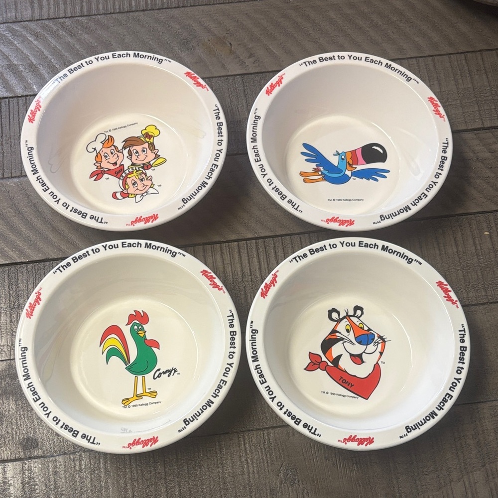 Kellogg's Vintage 1995 Character Cereal Bowls Set of 4